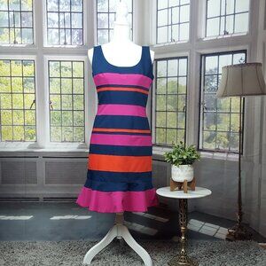 BELLE BY BADGLEY MISCHKA STRIPED SHEATH RUFFLE BOTTOM COCKTAIL DRESS (8)